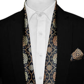 LUXURY ROYAL PATTERN MEN SCARF AND POCKET SQUARE SET – PREMIUM COLLECTION